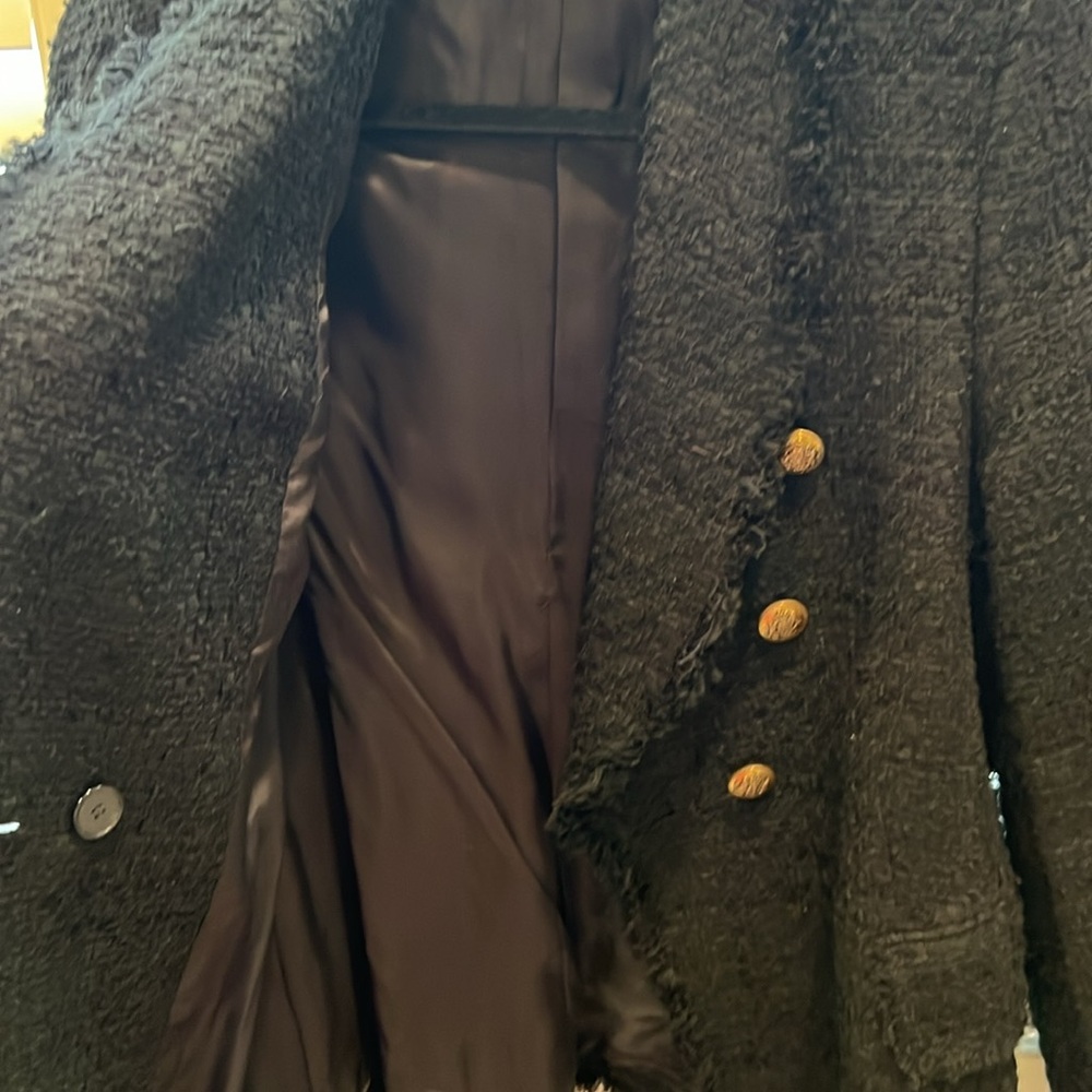 💛 Zara Black Tweed Frayed Blazer S 💛 - Picture 10 of 11